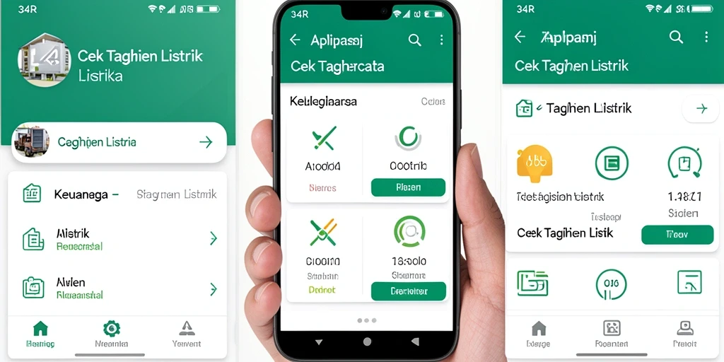 Tampilan antarmuka aplikasi 34R untuk cek tagihan listrik yang sederhana.