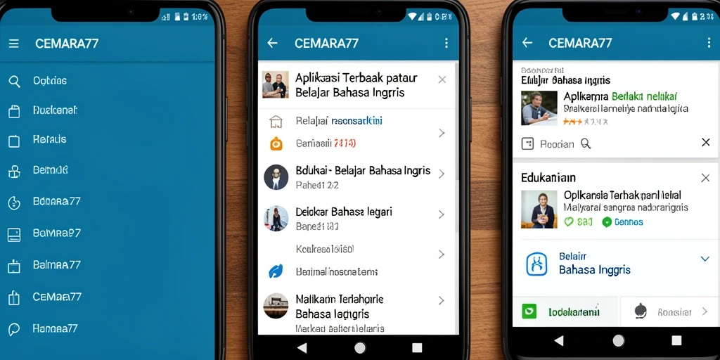 Antarmuka CEMARA77 yang ramah pengguna untuk belajar bahasa Inggris.