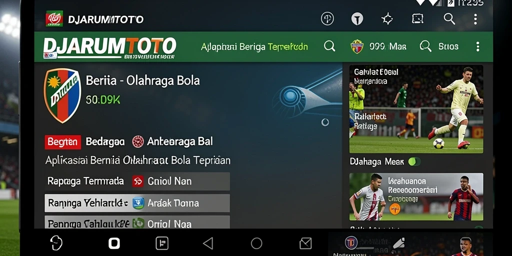 Tampilan antarmuka menarik dari aplikasi DJARUMTOTO untuk Olahraga Bola.