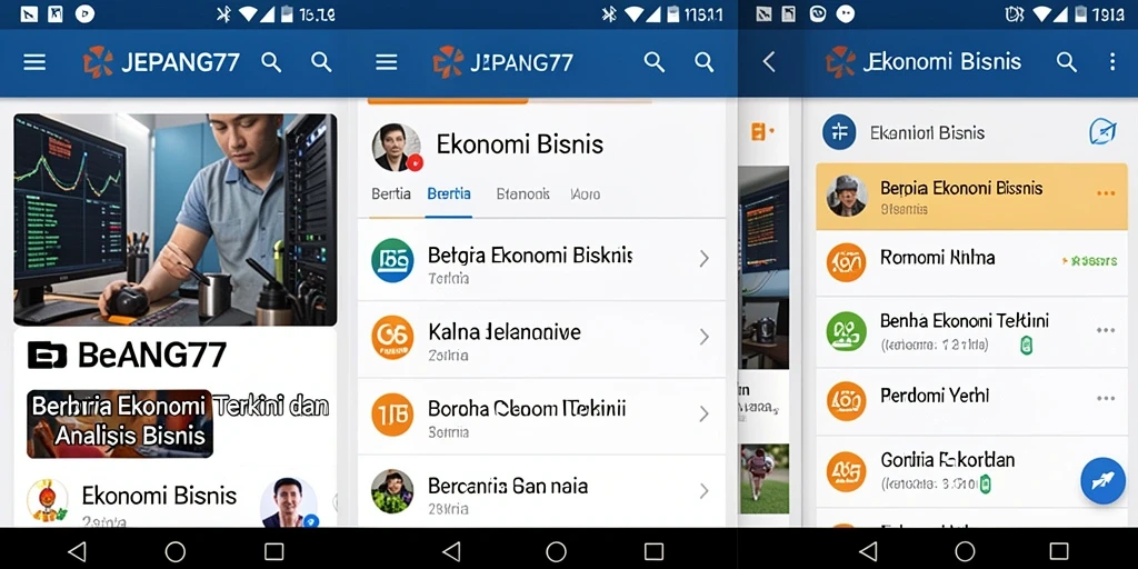 Antarmuka utama JEPANG77 menampilkan berita ekonomi dan analisis pasar.
