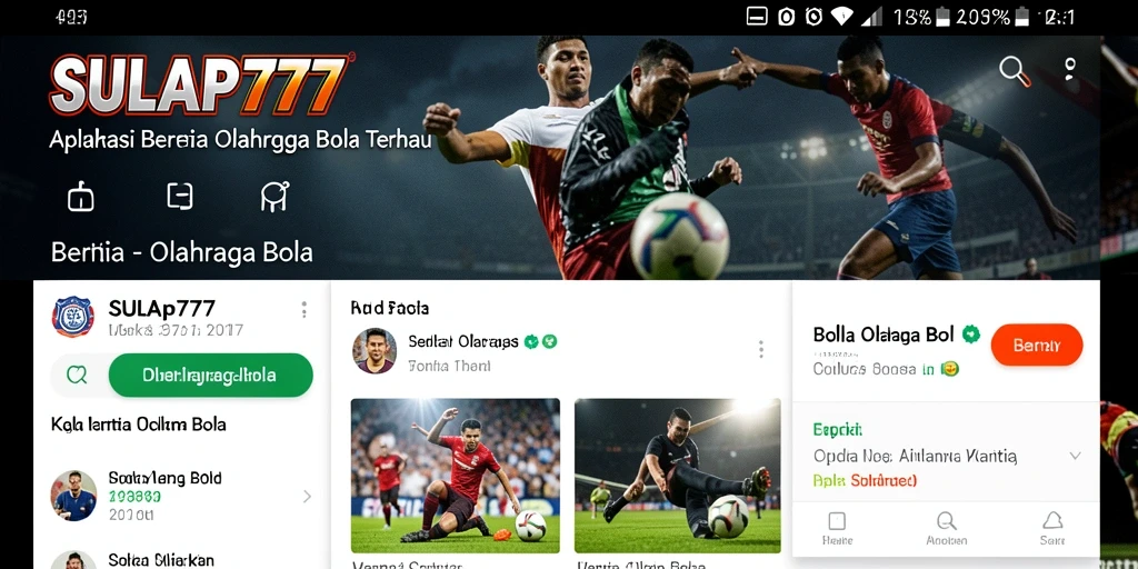 Antarmuka SULAP777 yang menarik dan informatif untuk berita olahraga bola.